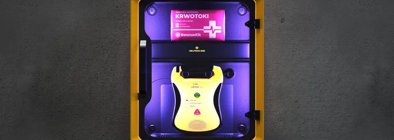 Stacja Helpbox 365 z defibrylatorem AED